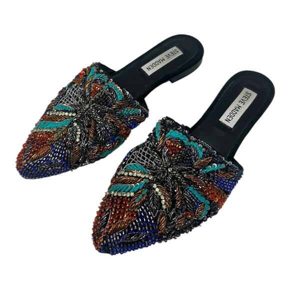 Steve Madden Lyrics Beaded Sequin Slip-On Mules Flats Size 7 Multicolor - Picture 4 of 10